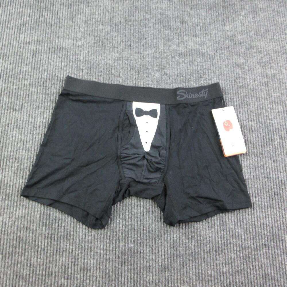 Shinesty Boxer Briefs Mens L Black Ball Hammock Boxer - Fly Modal Spandex NWT